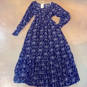 NWT In Loom small navy dress with smocked waist - super cute !